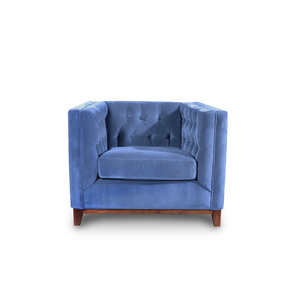 SOFA LATAM HOME ROMA 1 CUERPO AZUL PETROLEO TELA VELVET - 1