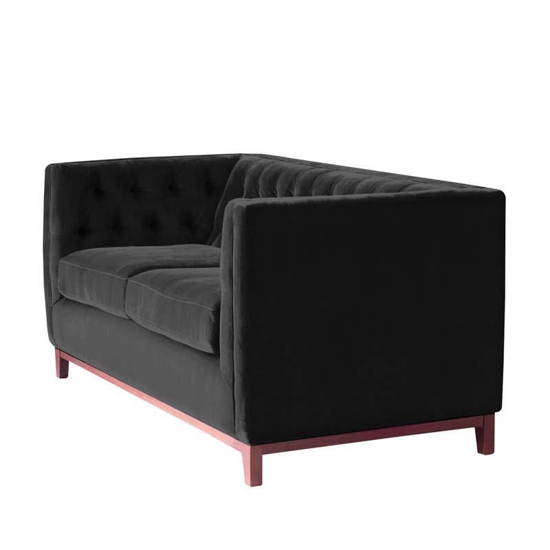 SOFA LATAM HOME ROMA 2 CUERPOS NEGRO TELA VELVET - 2