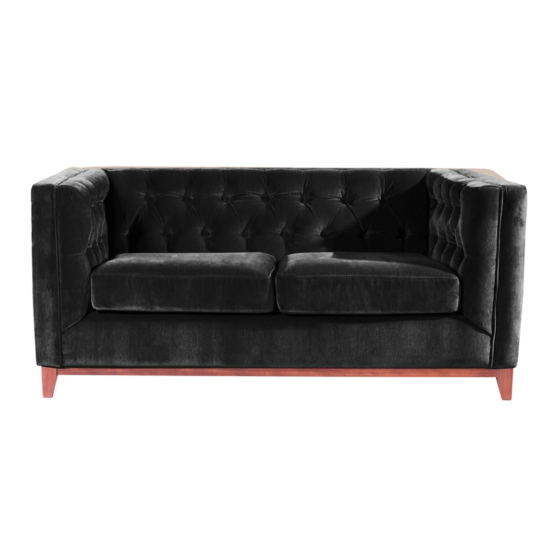SOFA LATAM HOME ROMA 2 CUERPOS NEGRO TELA VELVET - 3
