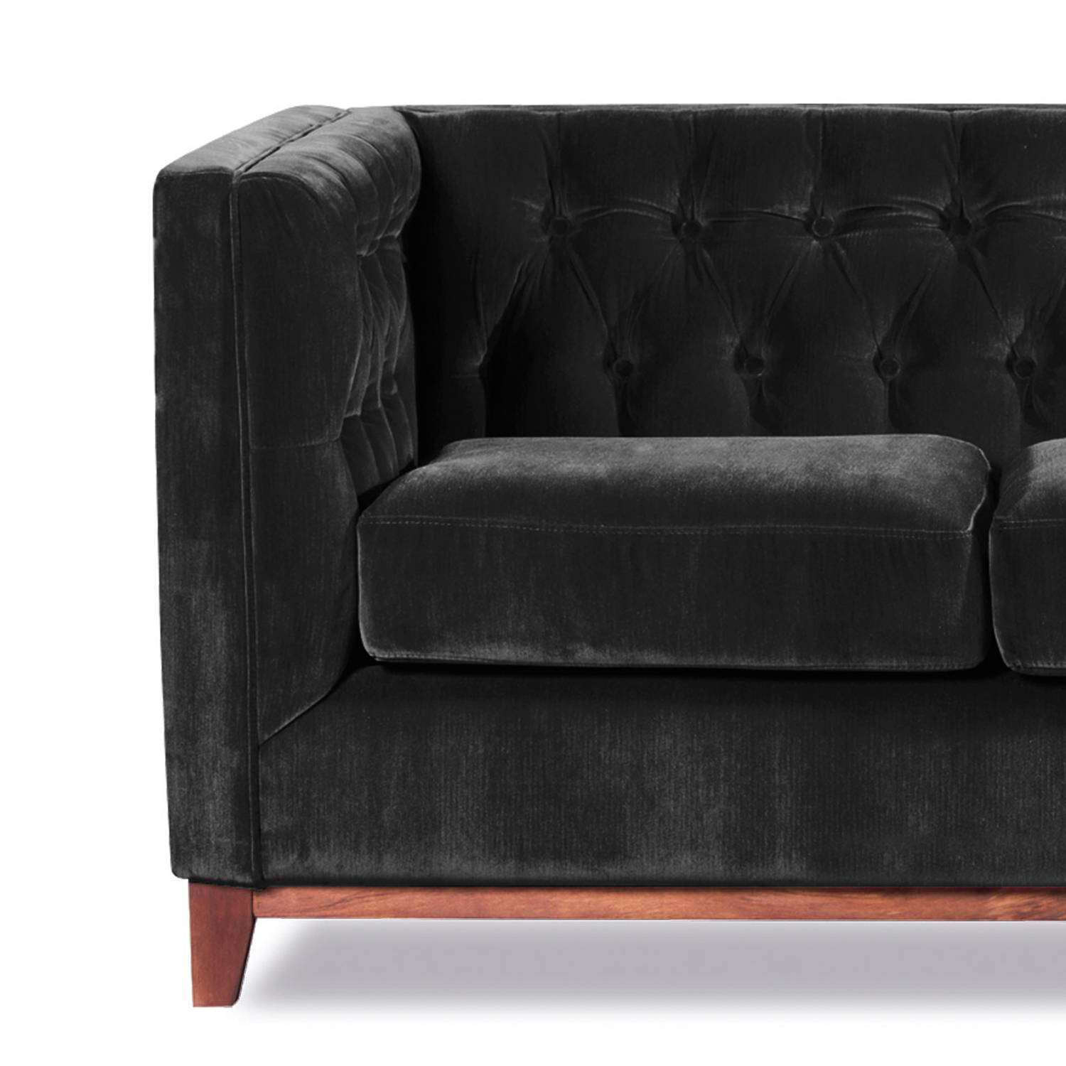 SOFA LATAM HOME ROMA 2 CUERPOS NEGRO TELA VELVET - 3