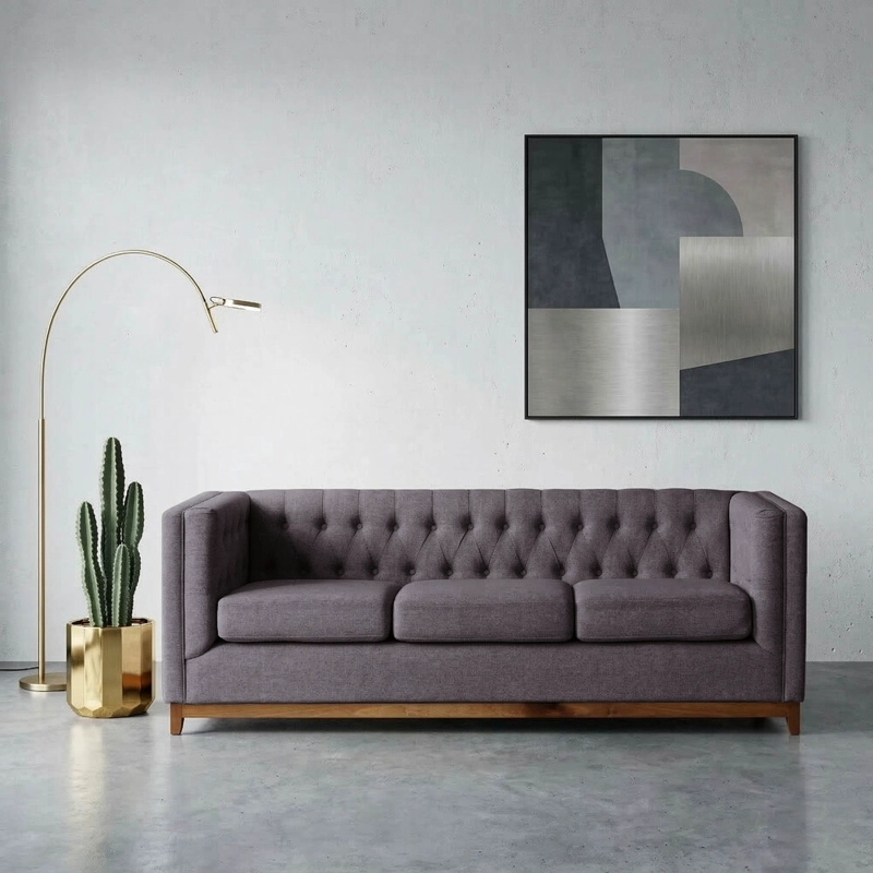 SOFA LATAM HOME ROMA 3 CUERPOS LINO GRIS OSCURO - 1