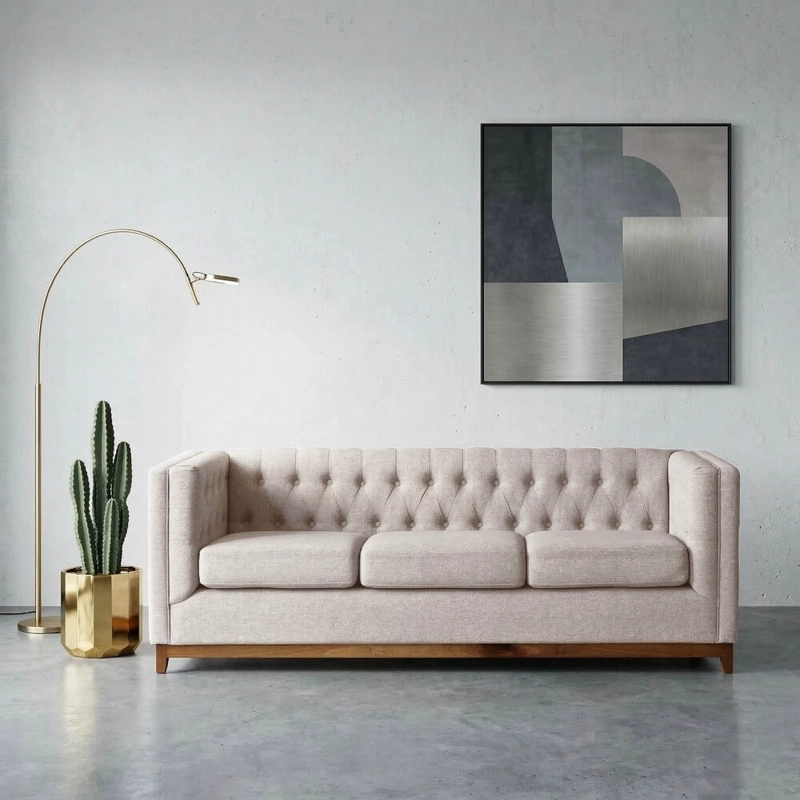 SOFA ROMA 3C LINO EN COLOR BLANCO - 1