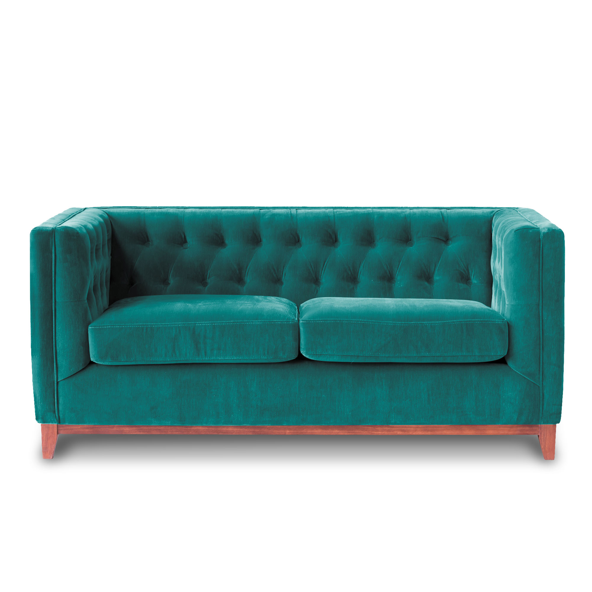SOFA LATAM HOME ROMA 2 CUERPOS TURQUESA TELA VELVET - 1