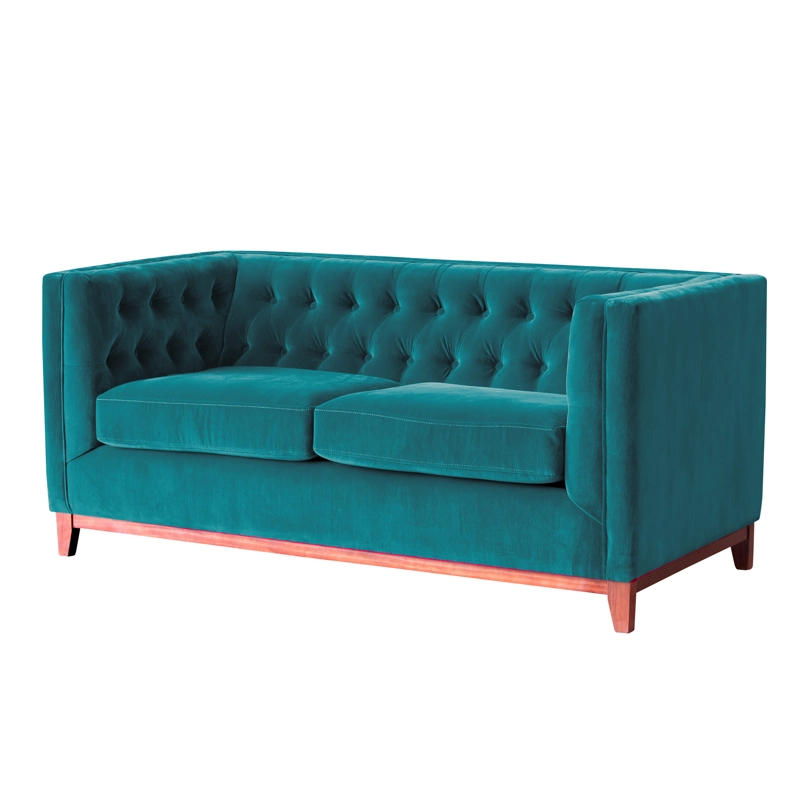 SOFA LATAM HOME ROMA 2 CUERPOS TURQUESA TELA VELVET - 2