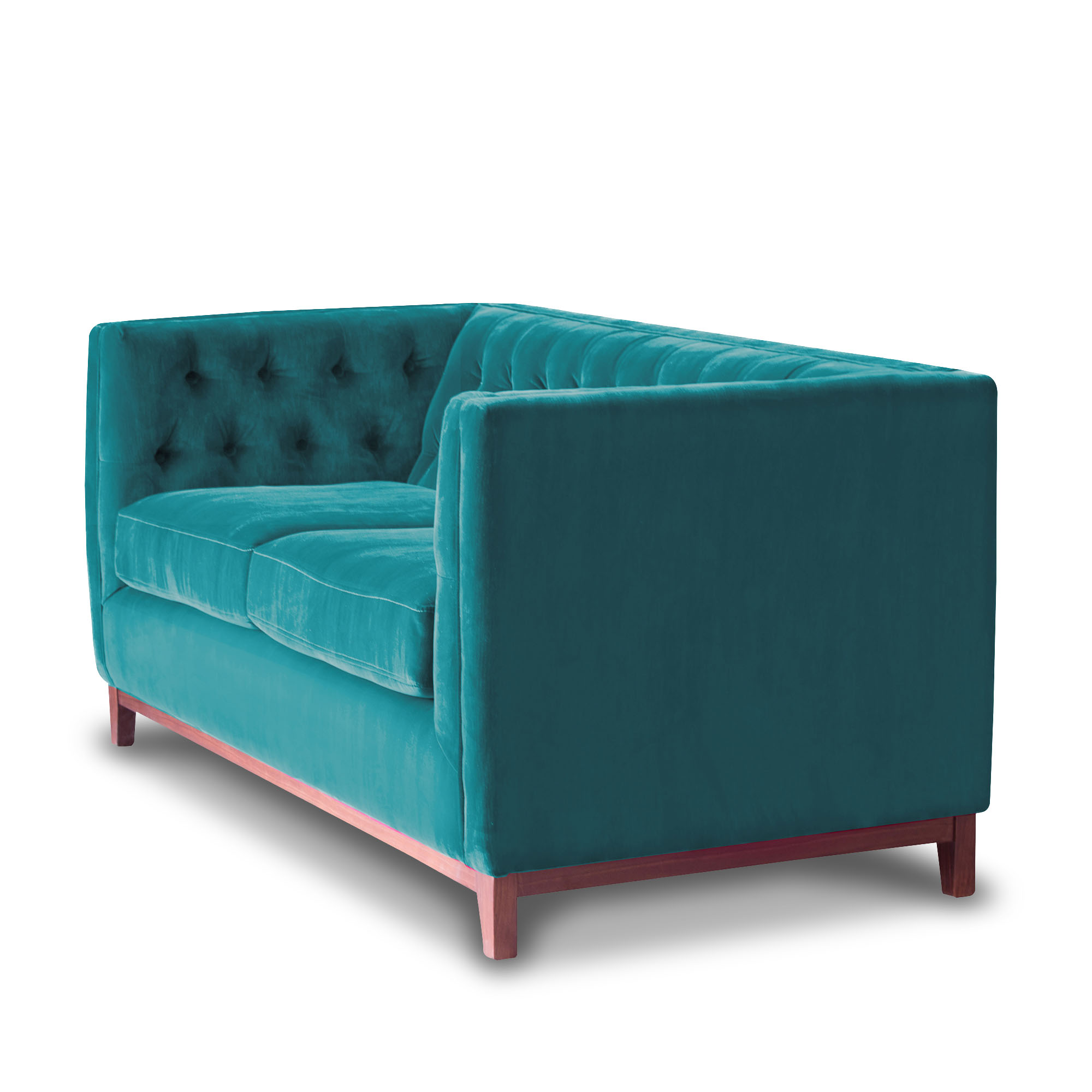 SOFA LATAM HOME ROMA 2 CUERPOS TURQUESA TELA VELVET - 2