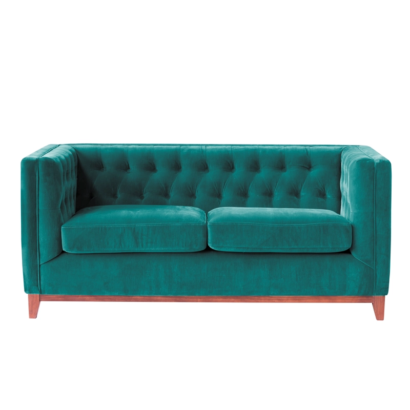 SOFA LATAM HOME ROMA 2 CUERPOS TURQUESA TELA VELVET - 3