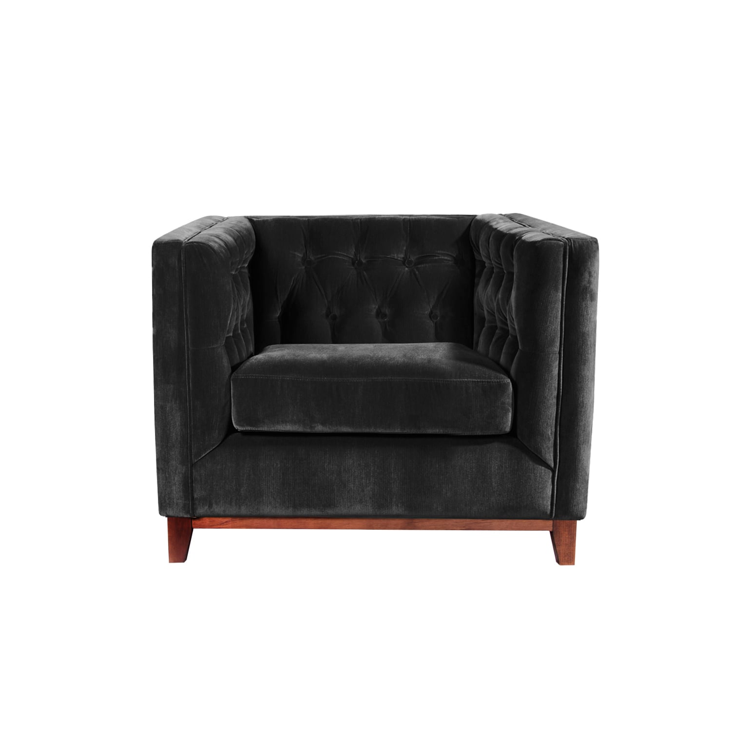 SOFA LATAM HOME ROMA 1 CUERPO NEGRO TELA VELVET - 1