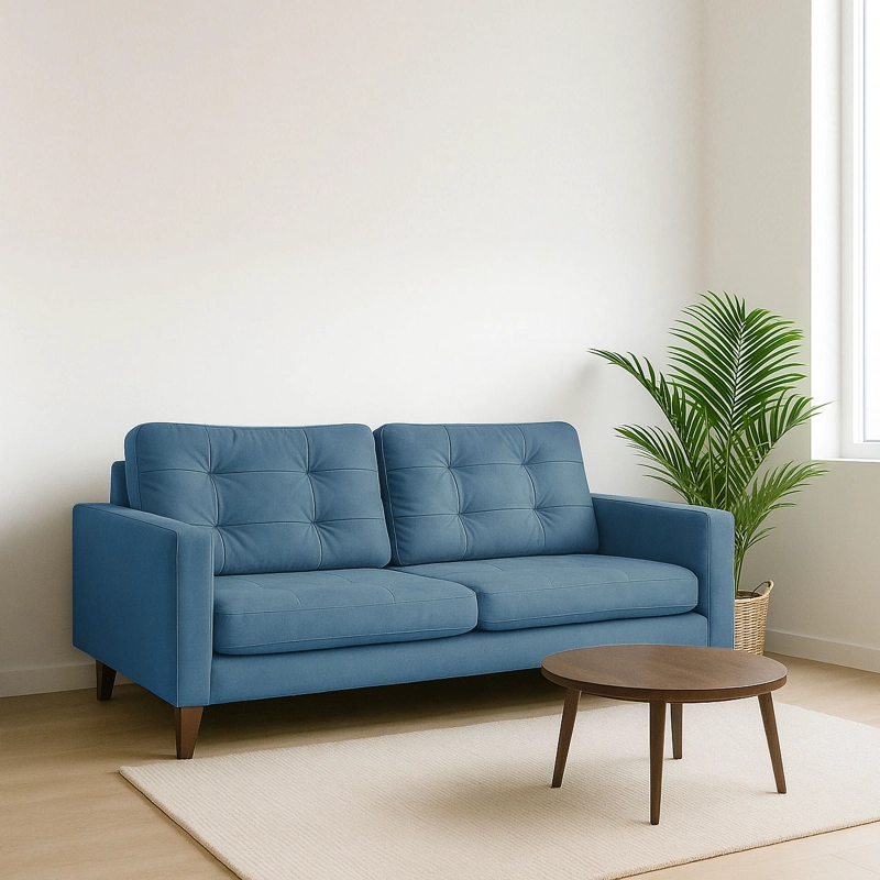 SOFA LATAM HOME NAPOLES 3 CUERPOS AZUL PETROLEO VELVET - 1