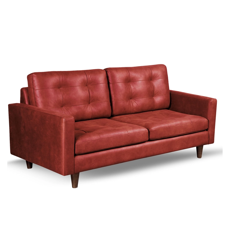SOFA LATAM HOME NAPOLES 3 CUERPOS CUERO KENTUCKY NEGRO ROJO - 2
