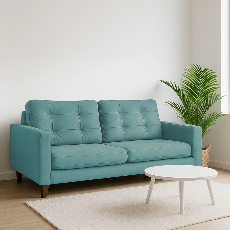 SOFA LATAM HOME NAPOLES 2 CUERPOS TURQUESA VELVET - 1