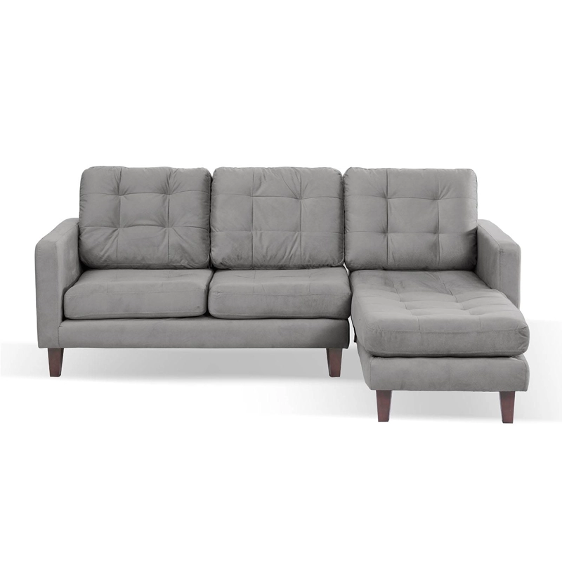 SOFA CHAISELONG LATAM HOME NAPOLES DERECHO 3 CUERPOS TELA VELVET GRIS - 1