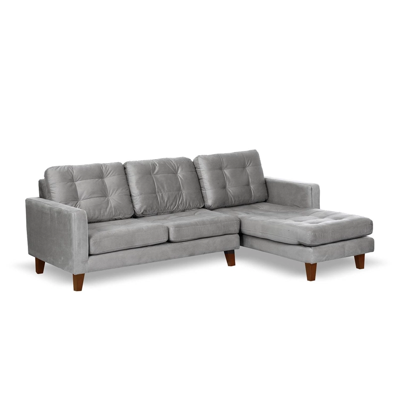 SOFA CHAISELONG LATAM HOME NAPOLES DERECHO 3 CUERPOS TELA VELVET GRIS - 2