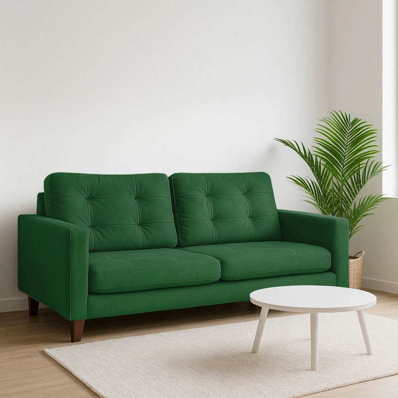 SOFA LATAM HOME NAPOLES 2 CUERPOS VERDE VELVET - 1
