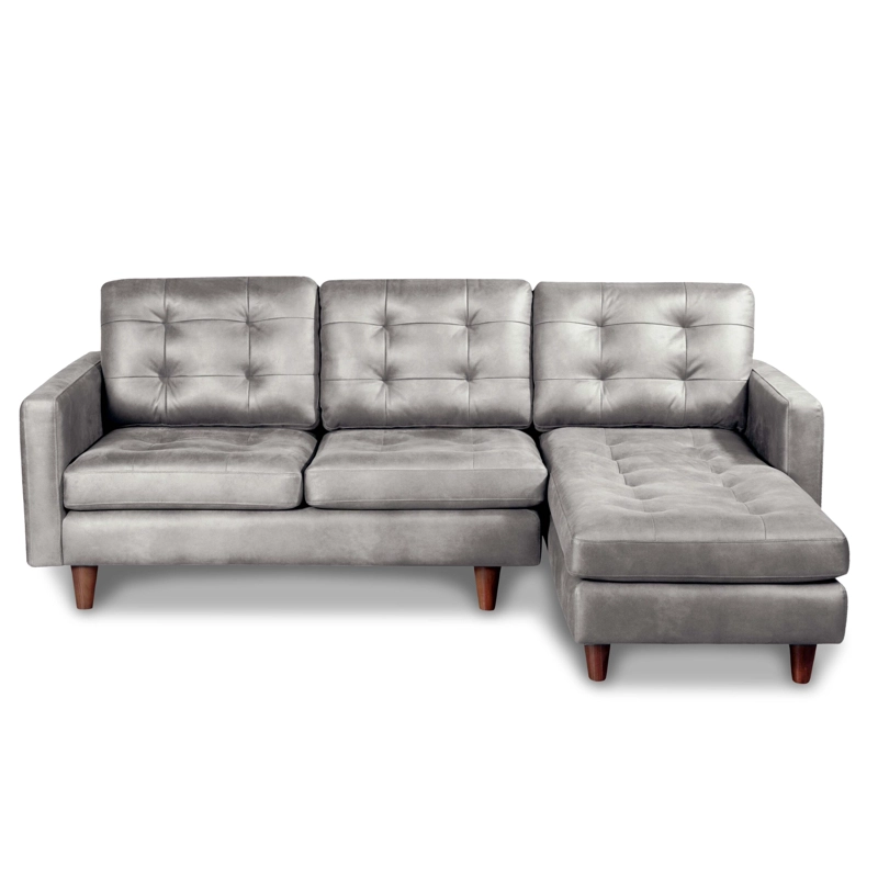 SOFA CHAISELONG LATAM HOME NAPOLES DERECHO 3 CUERPOS CUERO KETUCKY GRIS - 1