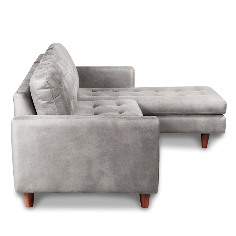 SOFA CHAISELONG LATAM HOME NAPOLES DERECHO 3 CUERPOS CUERO KETUCKY GRIS - 2