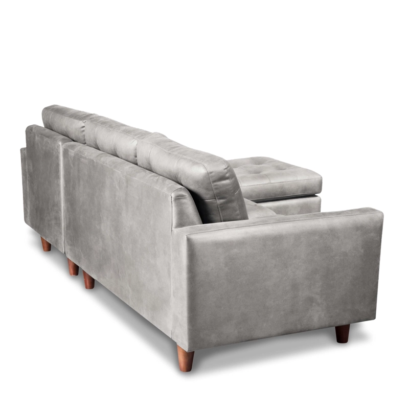 SOFA CHAISELONG LATAM HOME NAPOLES DERECHO 3 CUERPOS CUERO KETUCKY GRIS - 3