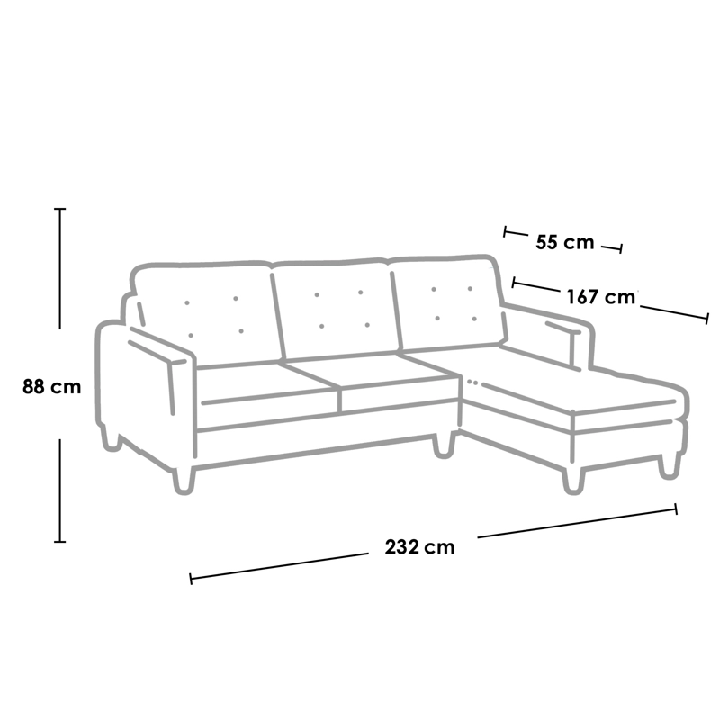 SOFA CHAISELONG LATAM HOME NAPOLES DERECHO 3 CUERPOS CUERO KETUCKY GRIS - 4