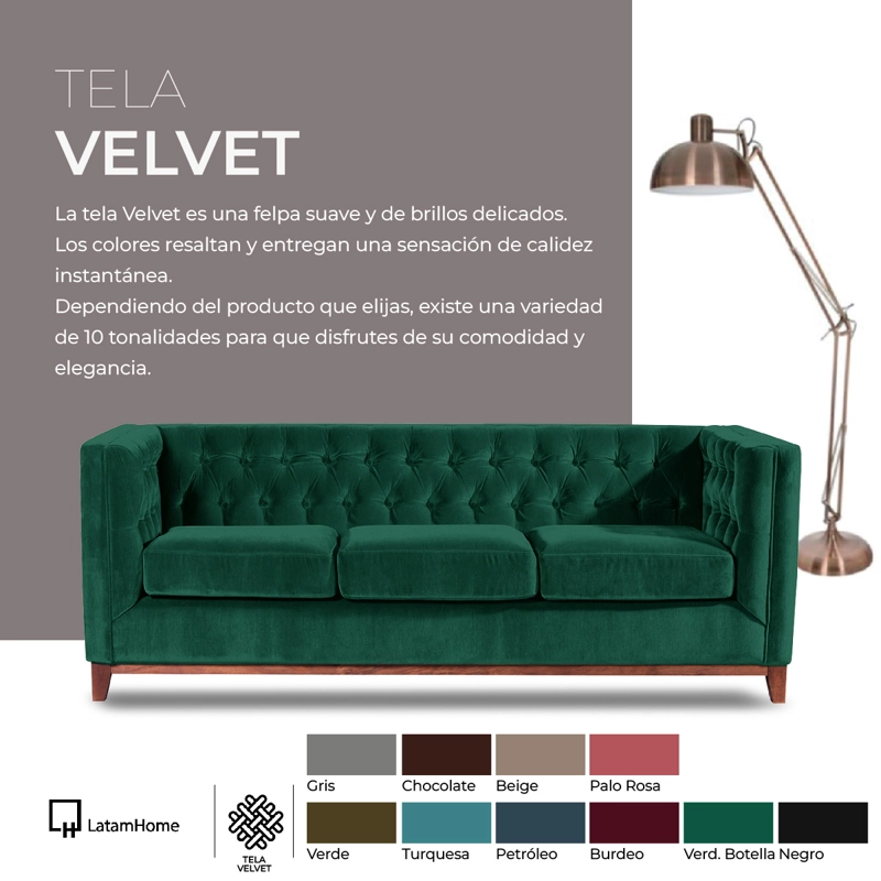 SOFA LATAM HOME NAPOLES 2 CUERPOS BEIGE VELVET - 5