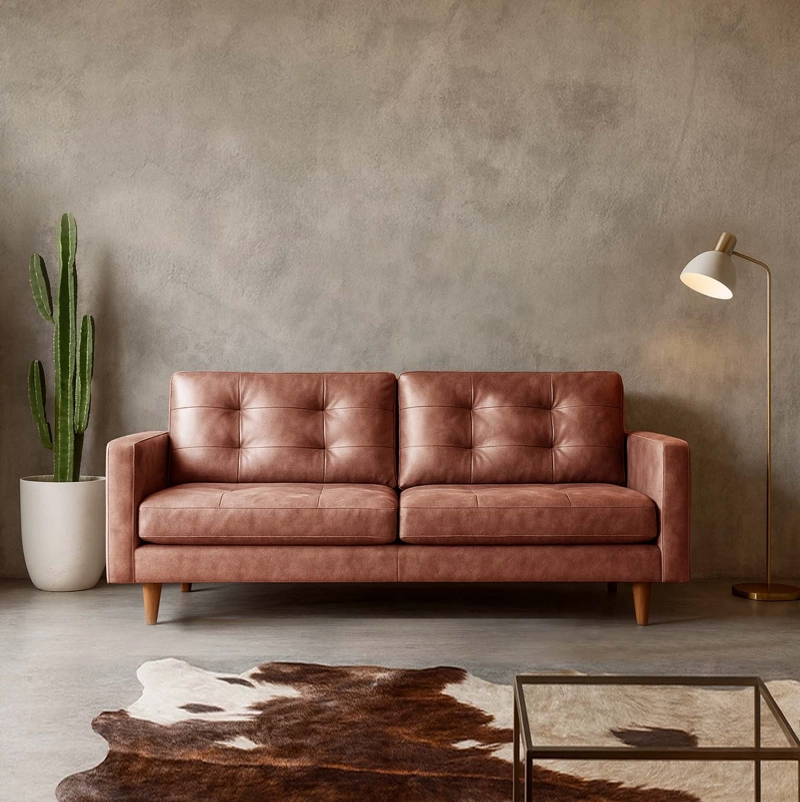 SOFA LATAM HOME NAPOLES 3 CUERPOS CUERO KENTUCKY TABACO - 1