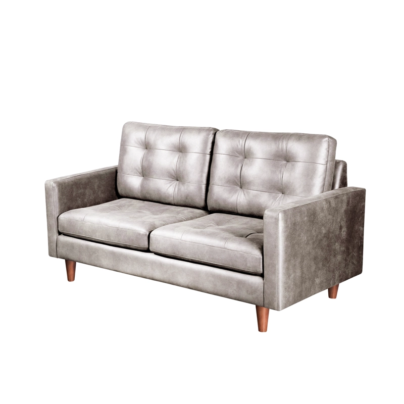 SOFA LATAM HOME NAPOLES 2 CUERPOS CUERO KENTUCKY CAFE CLARO GRIS - 3