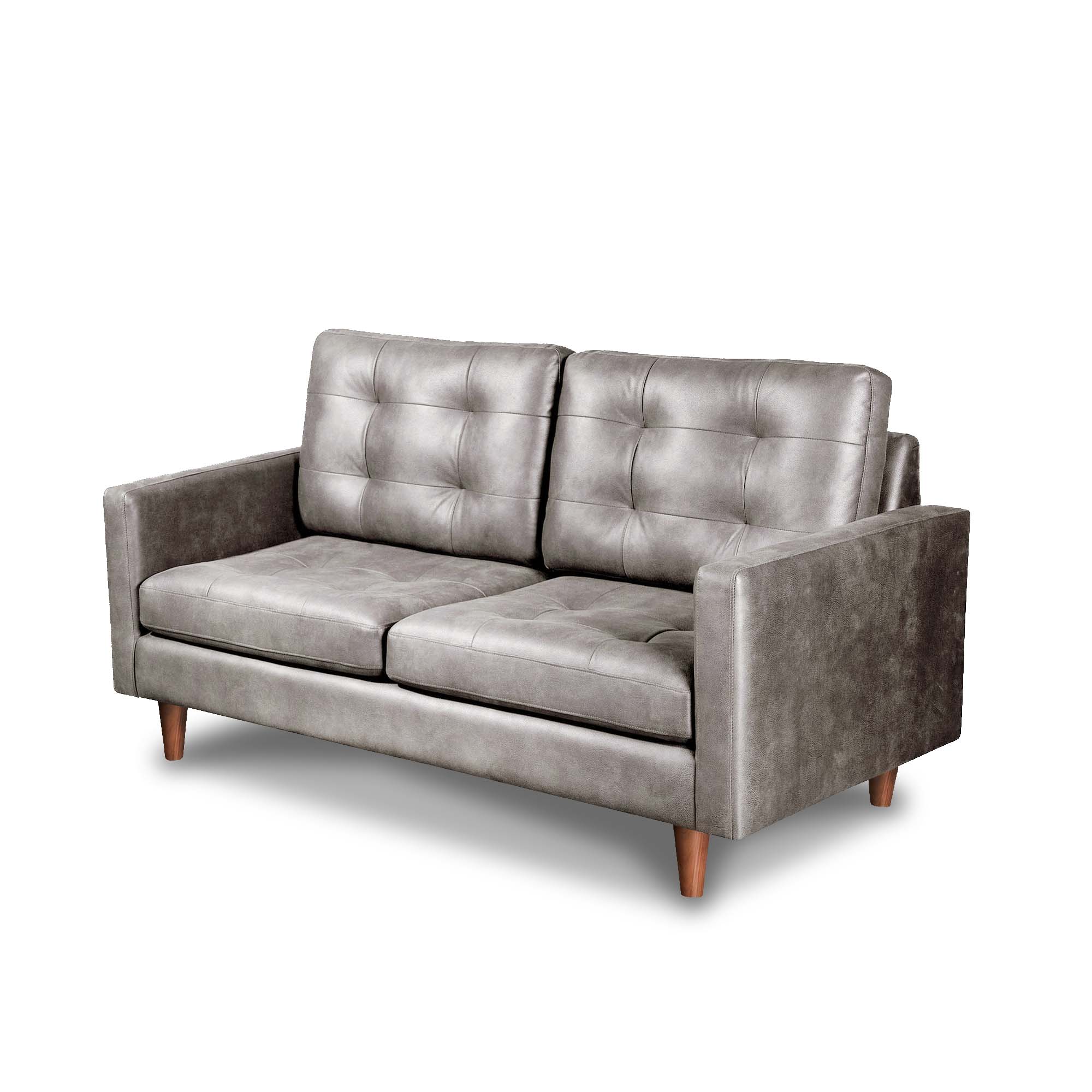 SOFA LATAM HOME NAPOLES 2 CUERPOS CUERO KENTUCKY CAFE CLARO GRIS - 3