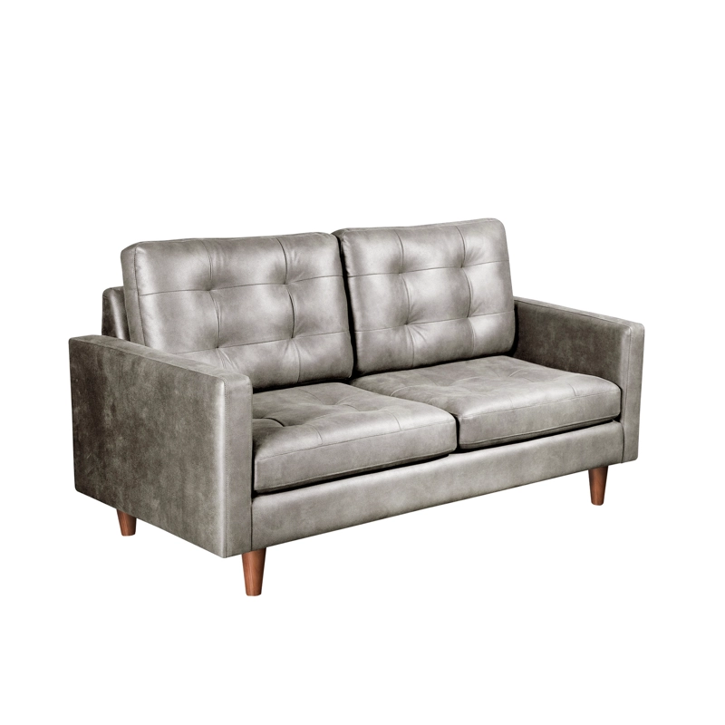SOFA LATAM HOME NAPOLES 2 CUERPOS CUERO KENTUCKY CAFE CLARO GRIS - 4