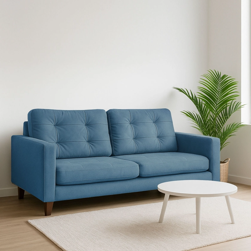 SOFA LATAM HOME NAPOLES 2 CUERPOS AZUL PETROLEO VELVET - 1