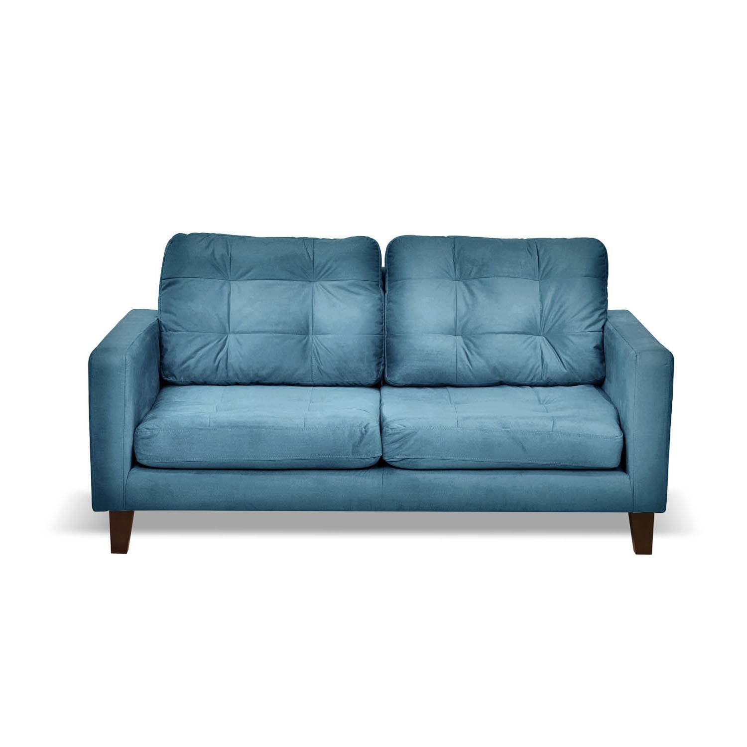 SOFA LATAM HOME NAPOLES 2 CUERPOS AZUL PETROLEO VELVET - 1