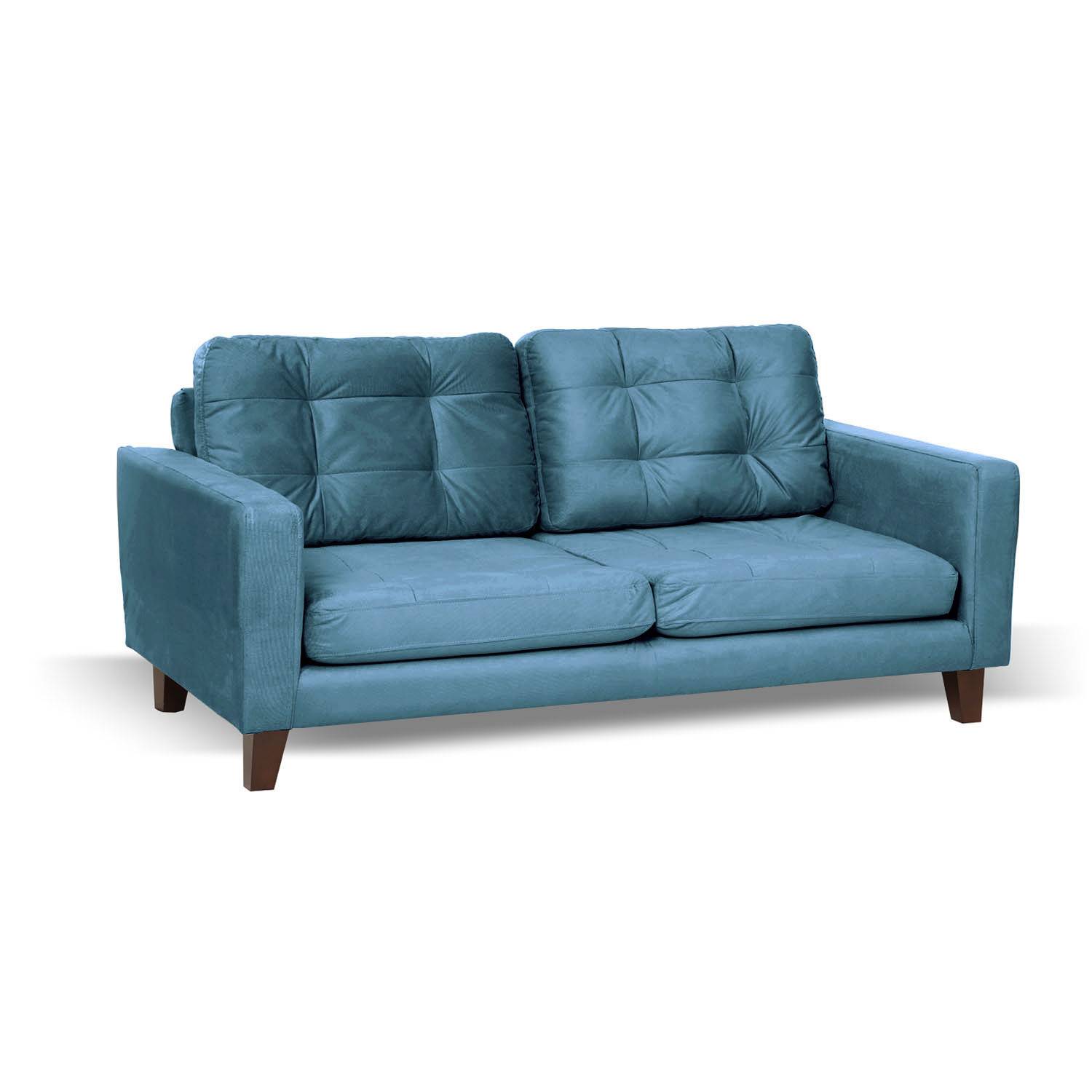 SOFA LATAM HOME NAPOLES 2 CUERPOS AZUL PETROLEO VELVET - 2