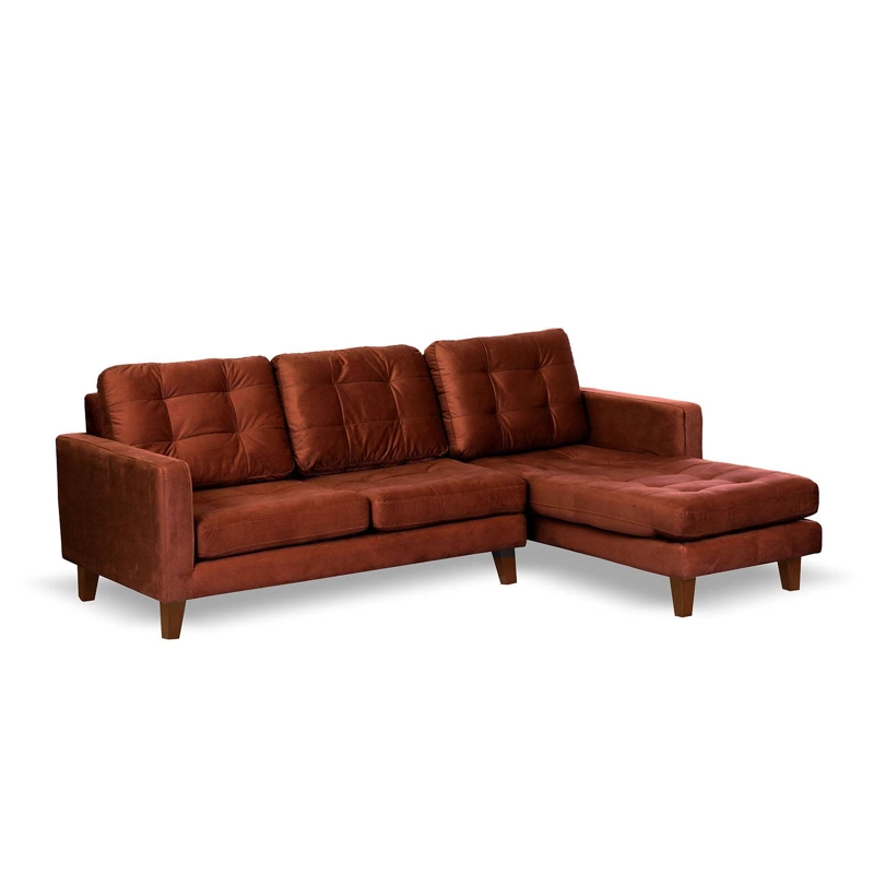 SOFA CHAISELONG LATAM HOME NAPOLES DERECHO 3 CUERPOS CHOCOLATE TELA VELVET - 2