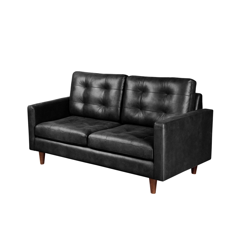 SOFA LATAM HOME NAPOLES 2 CUERPOS CUERO KENTUCKY GRIS NEGRO - 3