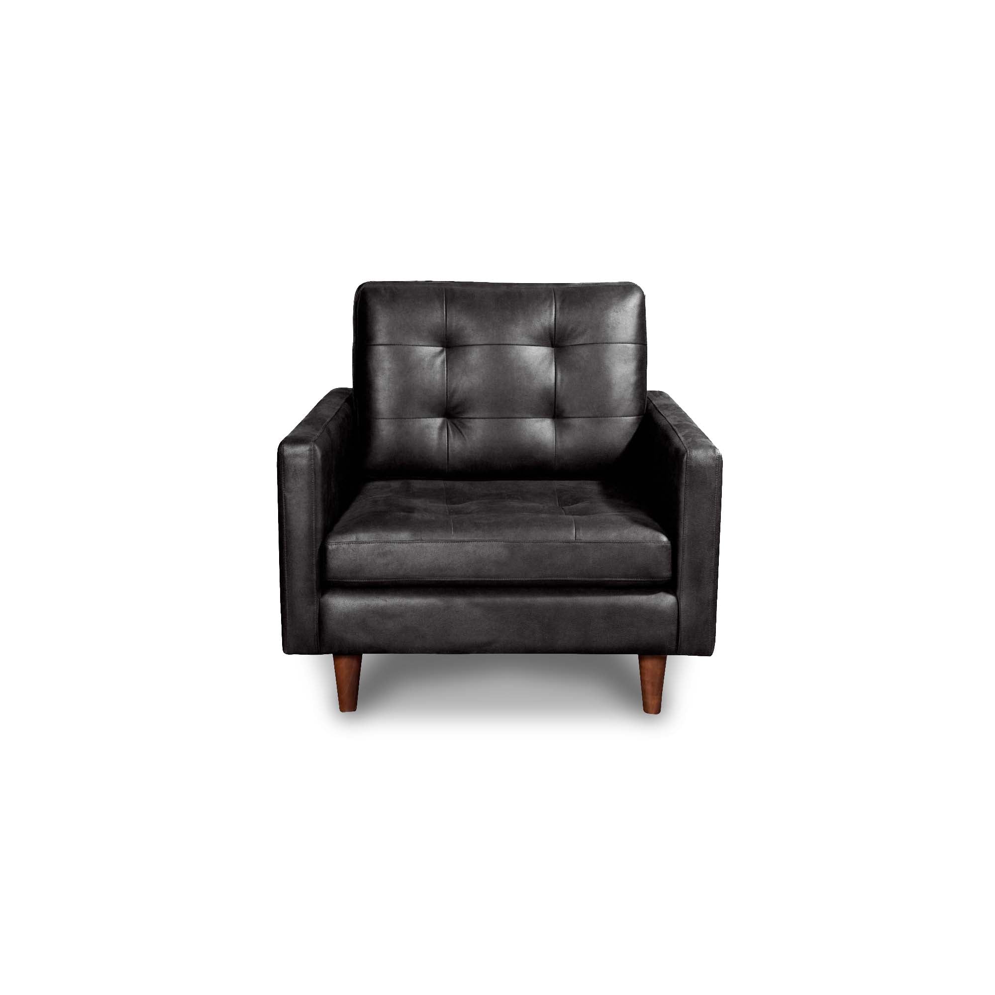 SOFA LATAM HOME NAPOLES 1 CUERPO CUERO KENTUCKY GRIS NEGRO - 1
