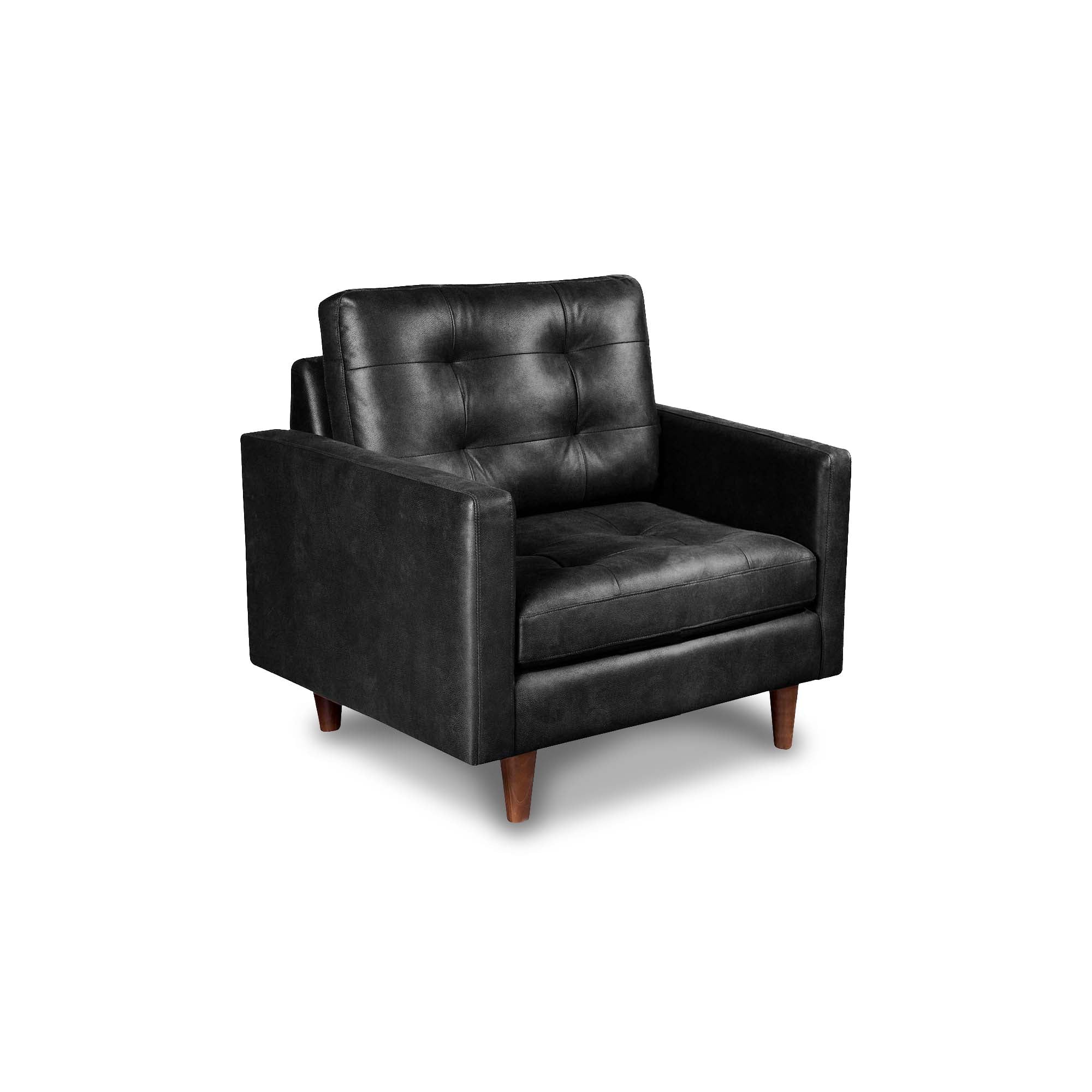 SOFA LATAM HOME NAPOLES 1 CUERPO CUERO KENTUCKY GRIS NEGRO - 2