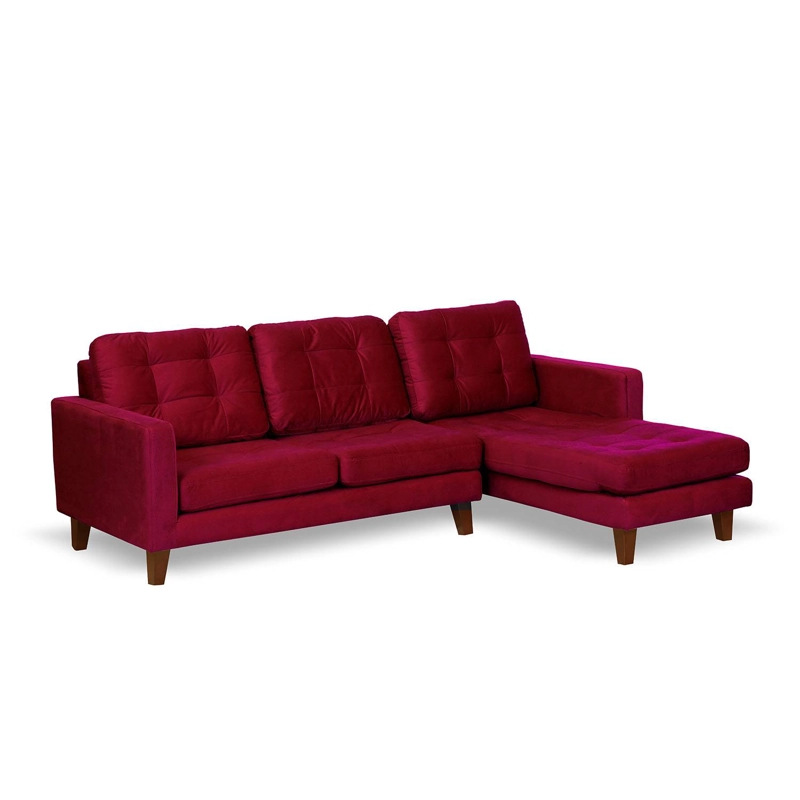 SOFA CHAISELONG LATAM HOME NAPOLES DERECHO 3 CUERPOS TELA VELVET BURDEO - 2