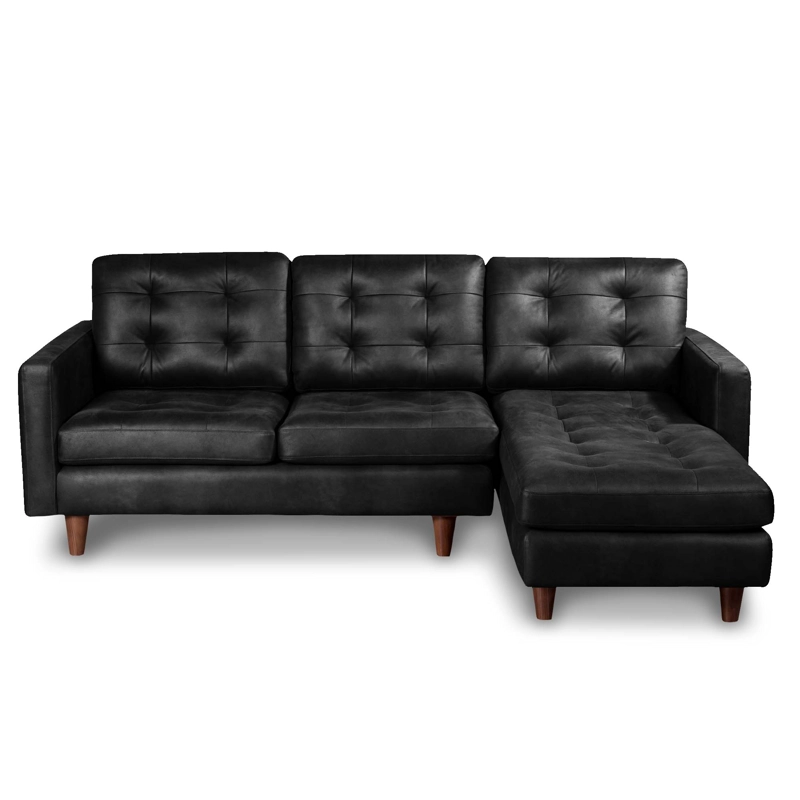 SOFA CHAISELONG LATAM HOME NAPOLES DERECHO 3 CUERPOS CUERO KENTUCKY NEGRO - 1