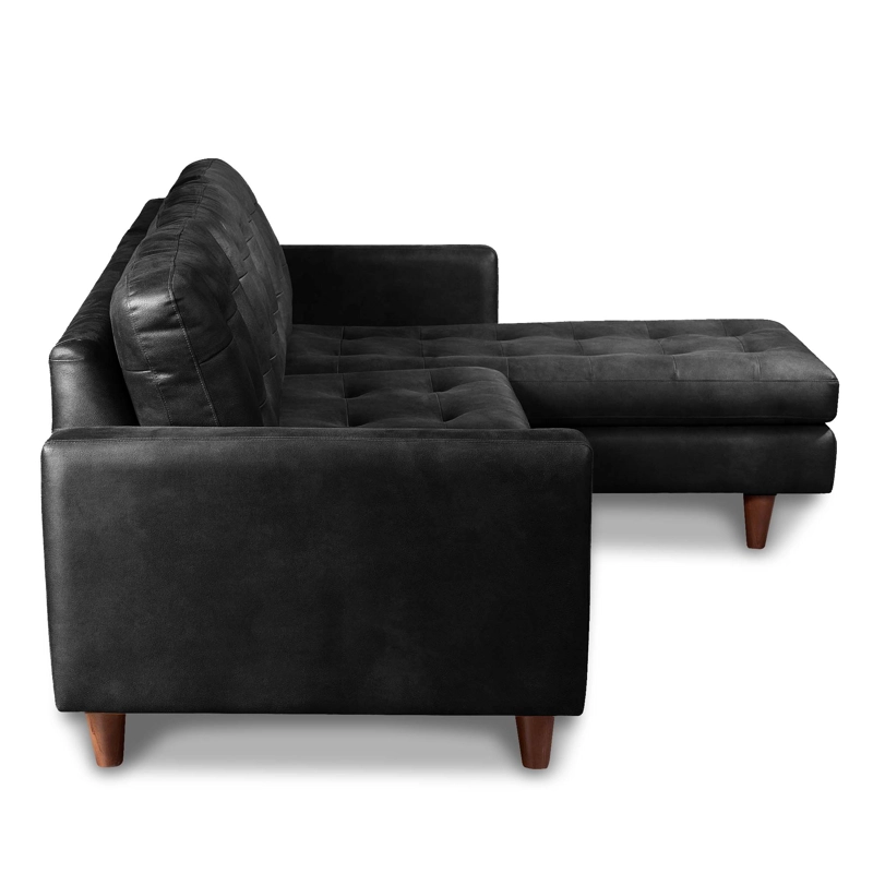 SOFA CHAISELONG LATAM HOME NAPOLES DERECHO 3 CUERPOS CUERO KENTUCKY NEGRO - 2