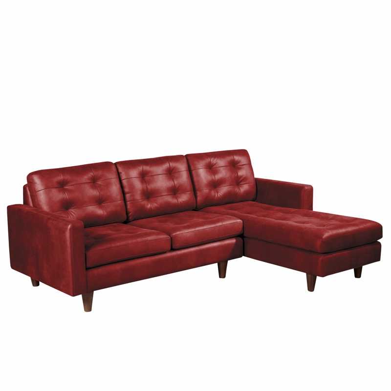 SOFA CHAISELONG LATAM HOME NAPOLES DERECHO 3 CUERPOS CUERO KENTUCKY ROJO - 4