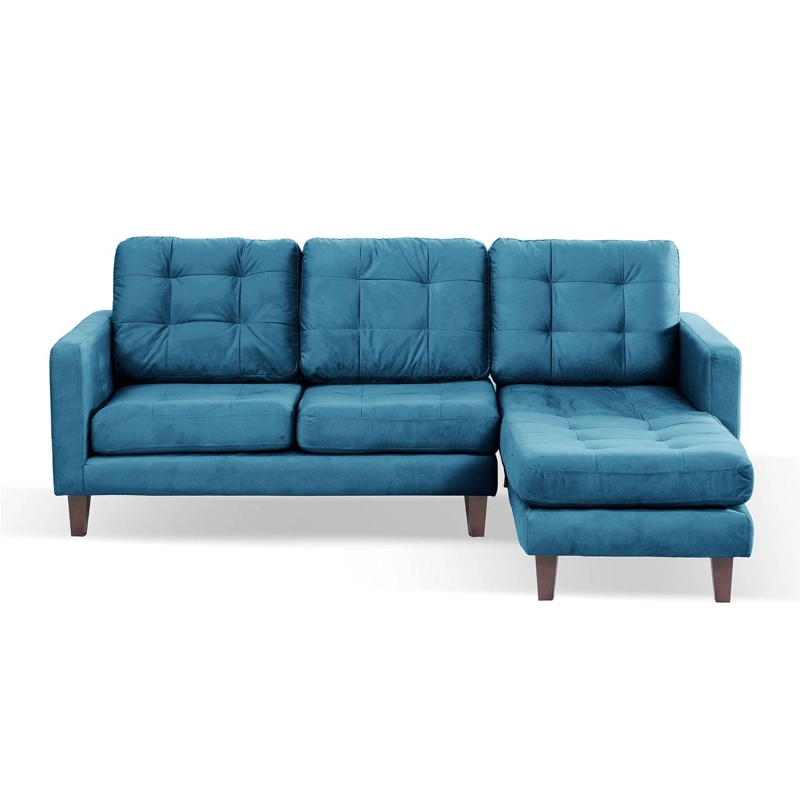 SOFA CHAISELONG LATAM HOME NAPOLES DERECHO 3 CUERPOS TELA VELVET AZUL PETROLEO - 1