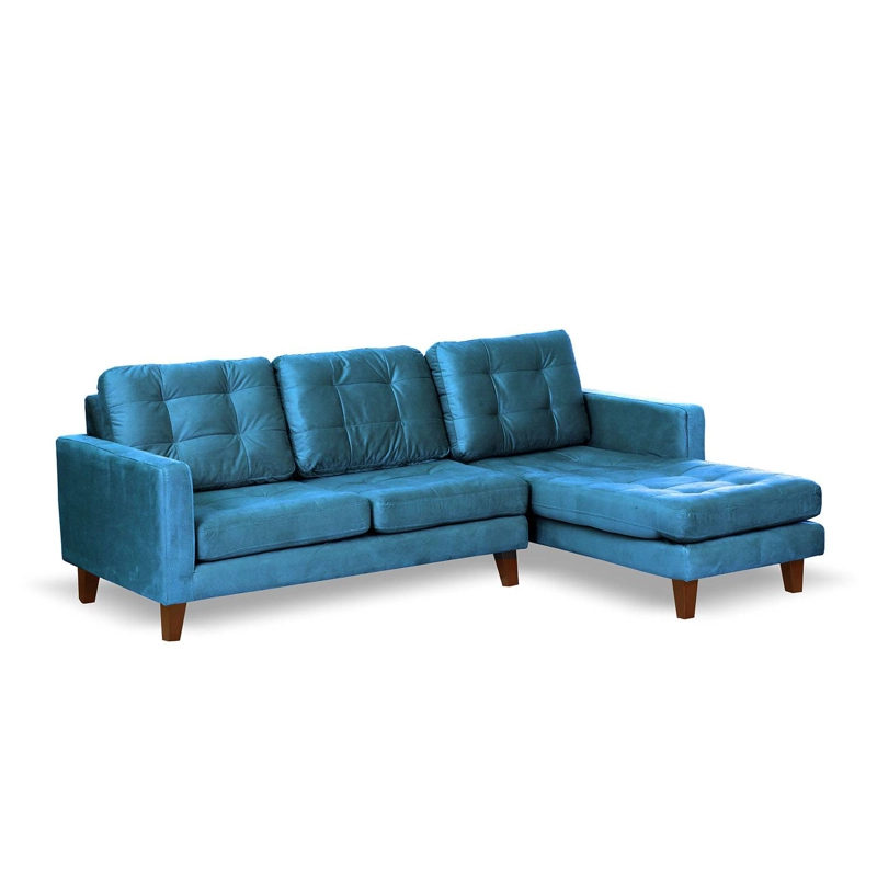 SOFA CHAISELONG LATAM HOME NAPOLES DERECHO 3 CUERPOS TELA VELVET AZUL PETROLEO - 2