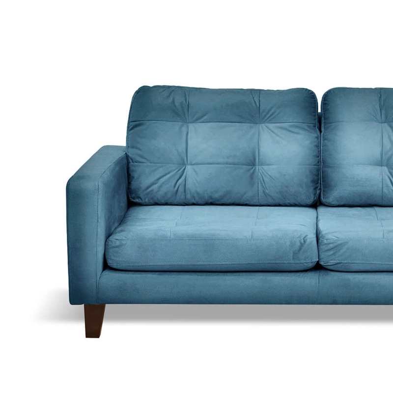 SOFA CHAISELONG LATAM HOME NAPOLES DERECHO 3 CUERPOS TELA VELVET AZUL PETROLEO - 3