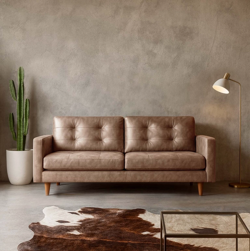 SOFA LATAM HOME NAPOLES 3 CUERPOS CUERO KENTUCKY BEIGE - 1