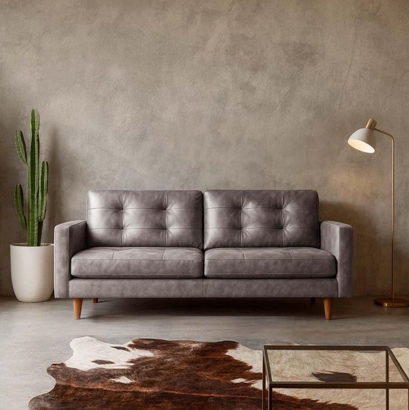 SOFA LATAM HOME NAPOLES 3 CUERPOS CUERO KENTUCKY GRIS - 1