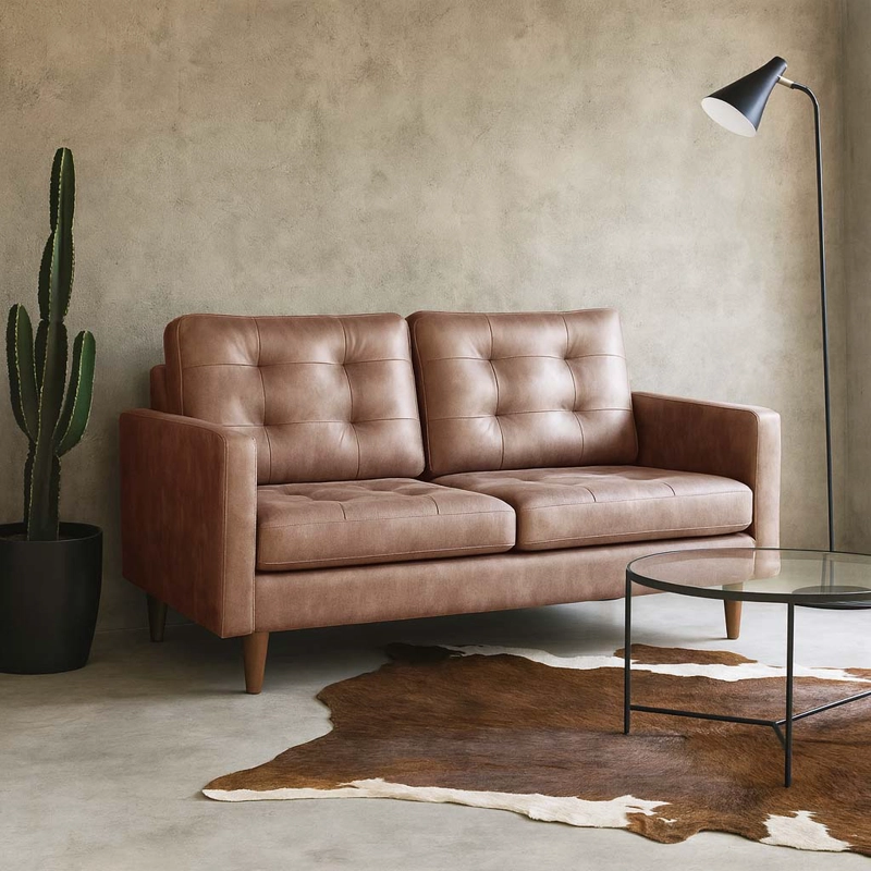 SOFA LATAM HOME NAPOLES 2 CUERPOS CUERO KENTUCKY BEIGE - 1