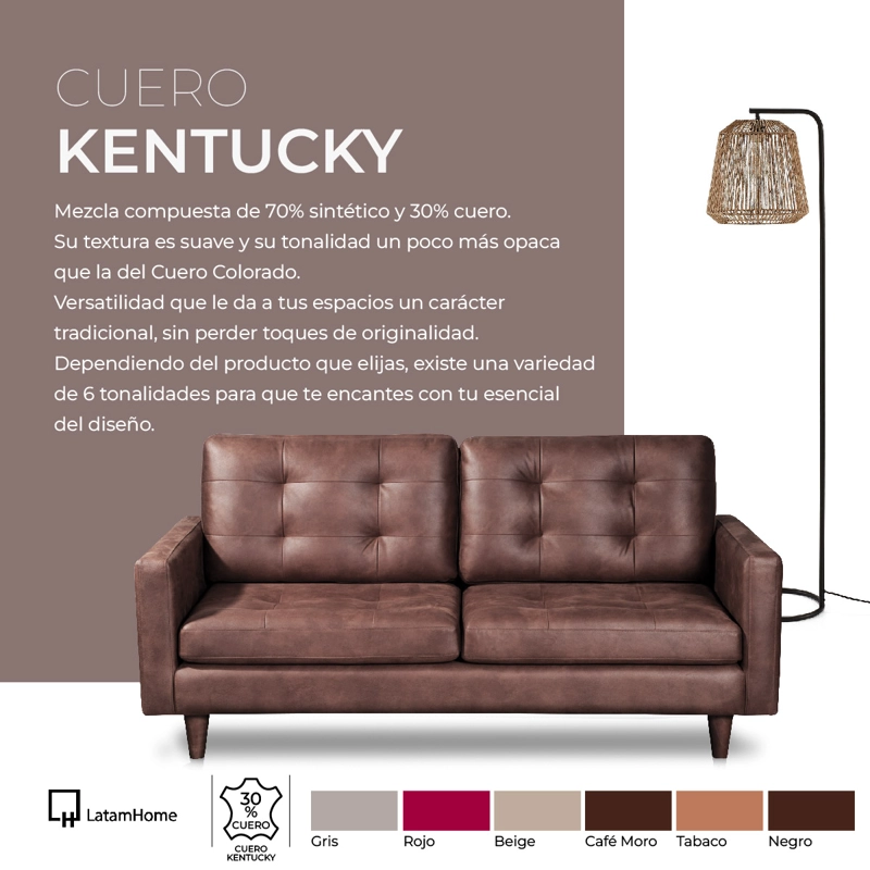 SOFA LATAM HOME NAPOLES 2 CUERPOS CUERO KENTUCKY BEIGE - 6