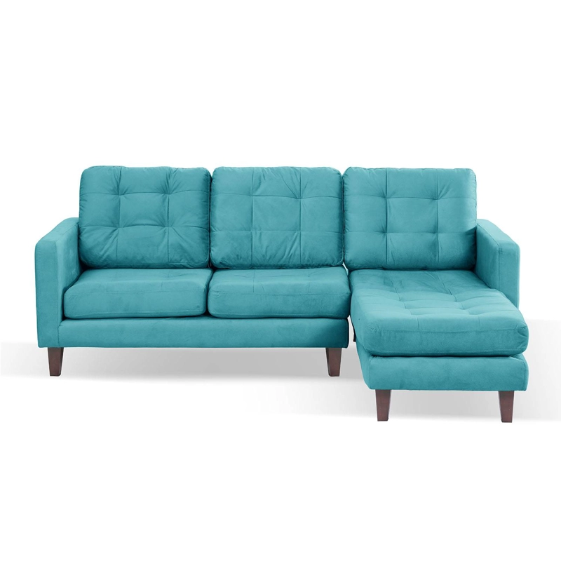 SOFA CHAISELONG LATAM HOME NAPOLES DERECHO 3 CUERPOS TELA VELVET TURQUESA - 1