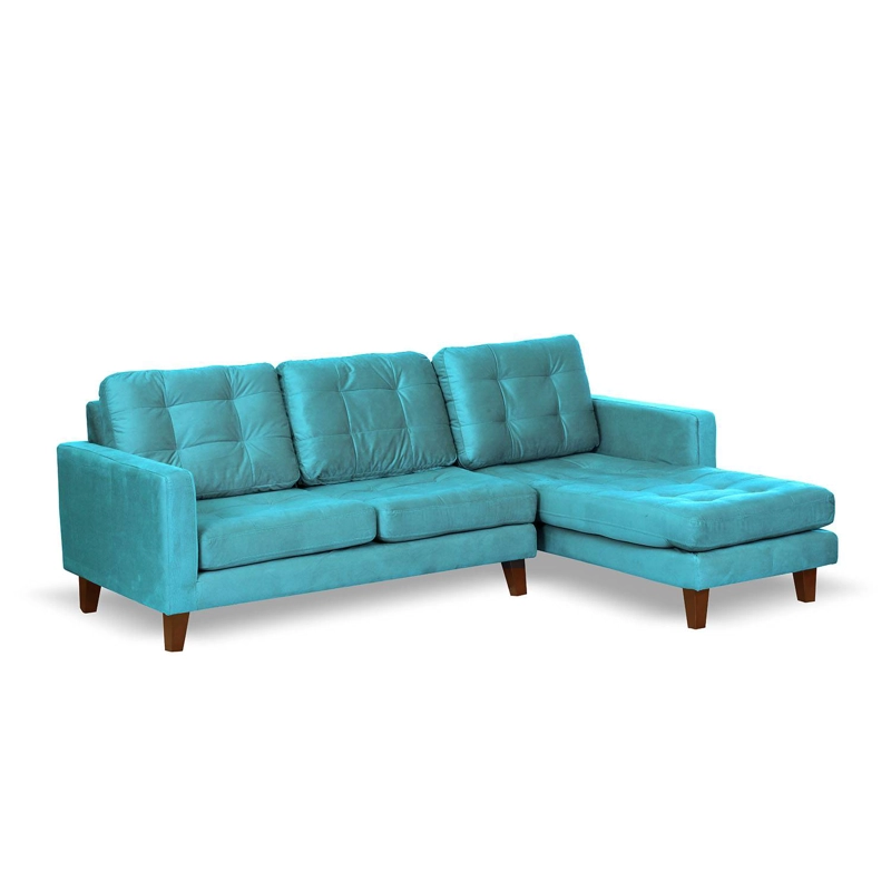 SOFA CHAISELONG LATAM HOME NAPOLES DERECHO 3 CUERPOS TELA VELVET TURQUESA - 2