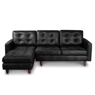 SOFA CHAISELONG LATAM HOME NAPOLES IZQUIERDO 3 CUERPOS CUERO KENTUCKY NEGRO - 1