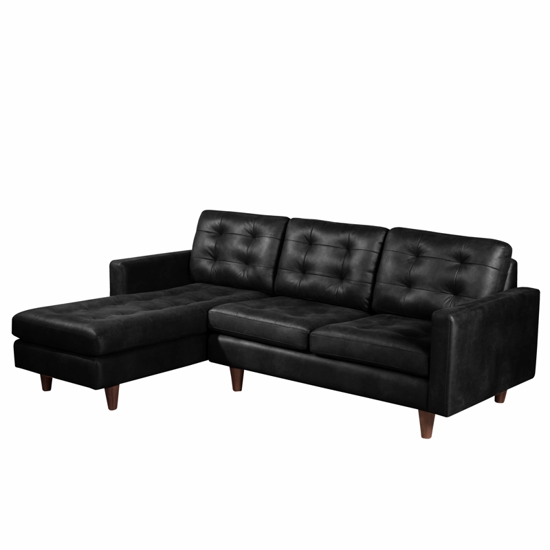 SOFA CHAISELONG LATAM HOME NAPOLES IZQUIERDO 3 CUERPOS CUERO KENTUCKY NEGRO - 4