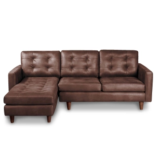 SOFA CHAISELONG LATAM HOME NAPOLES IZQUIERDO 3 CUERPOS CUERO KENTUCKY CAFE MORO - 1