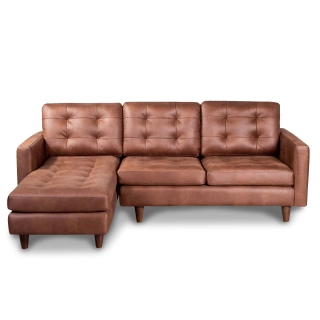 SOFA CHAISELONG LATAM HOME NAPOLES IZQUIERDO 3 CUERPOS CUERO KENTUCKY TABACO - 1